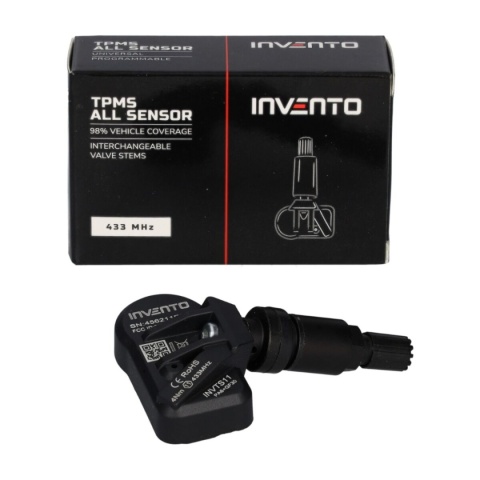 Czujnik ciśnienia TPMS aluminiowy czarny Invento 433/315 MHz Europa/USA